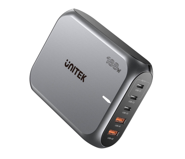 UNITEK Szybka ładowarka sieciowa 2xUSB-A 3xUSB-C GAN 188W P1234AGY01-EU - 1455241 - zdjęcie 3